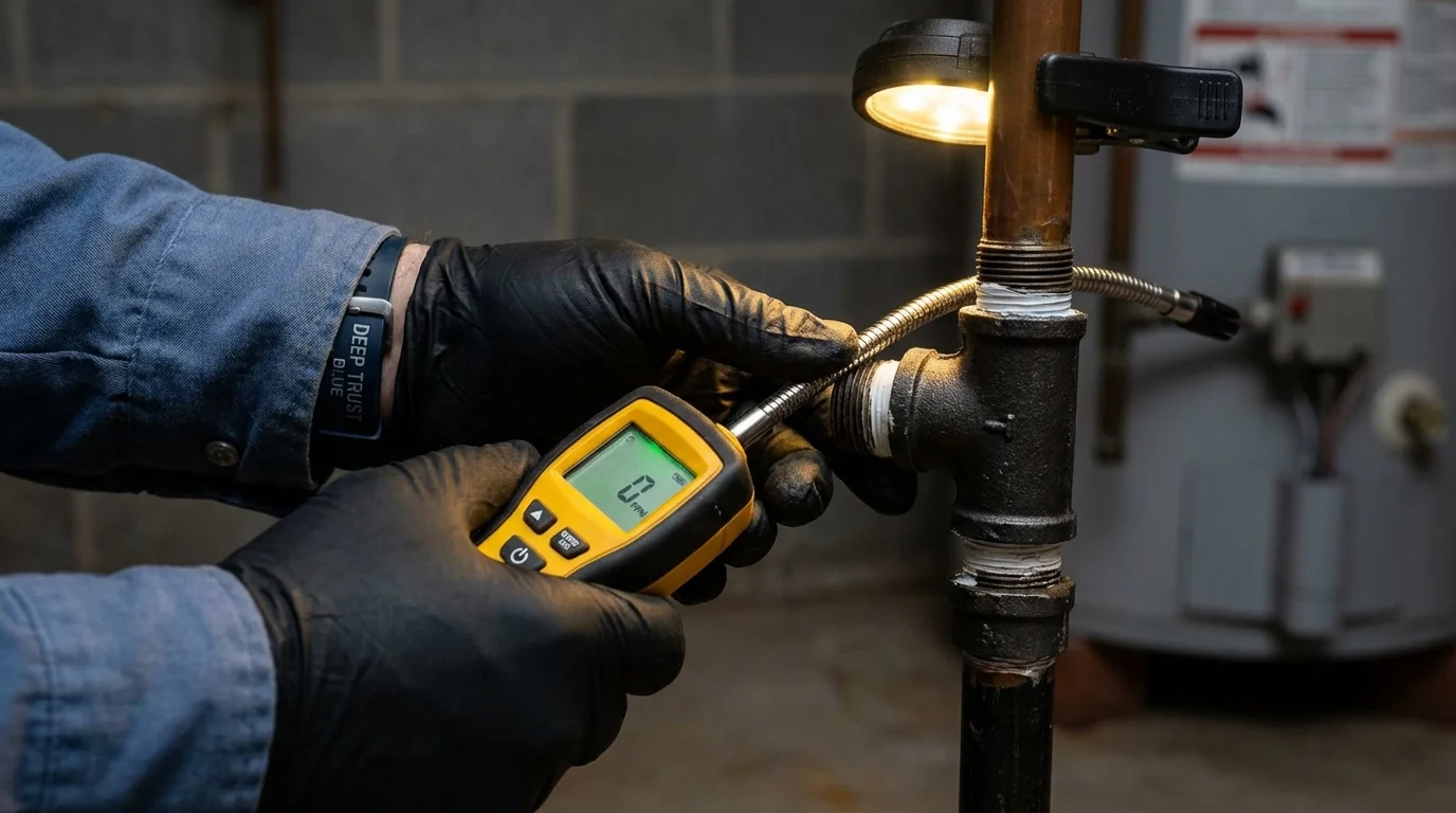Gas leak detection with electronic sniffer by Johns Plumbing LLC in Graceville