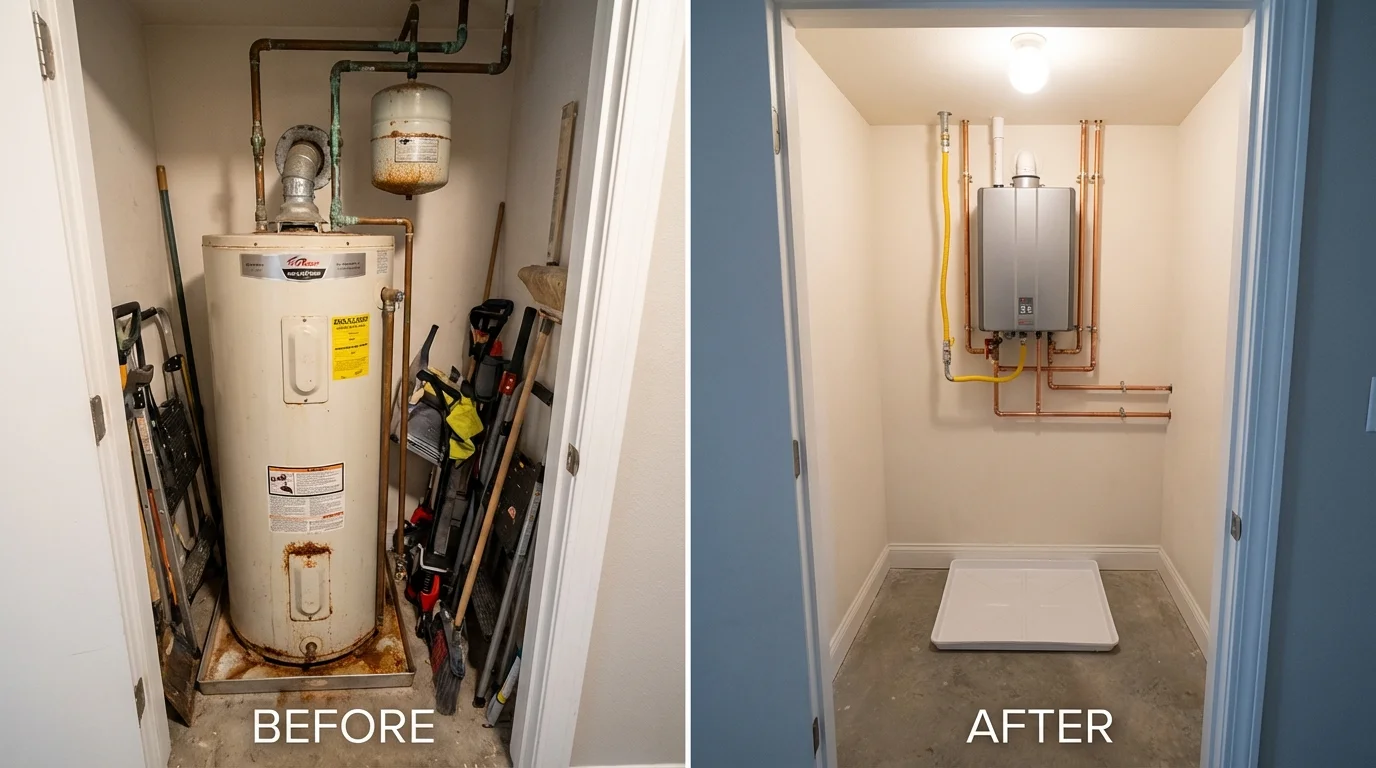 Tank water heater versus wall-mounted tankless unit comparison for Graceville, FL homeowners