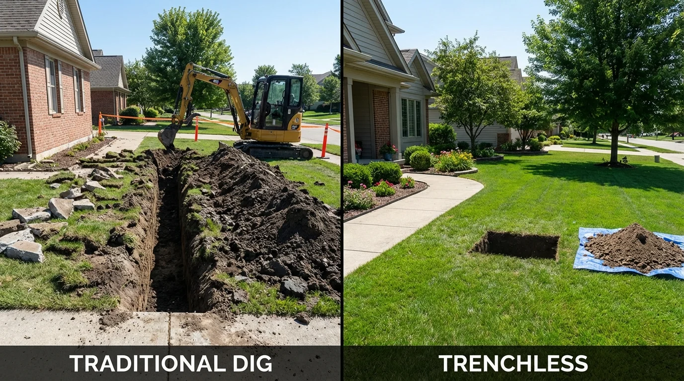 Trenchless sewer repair with minimal yard damage versus traditional excavation in Graceville, FL